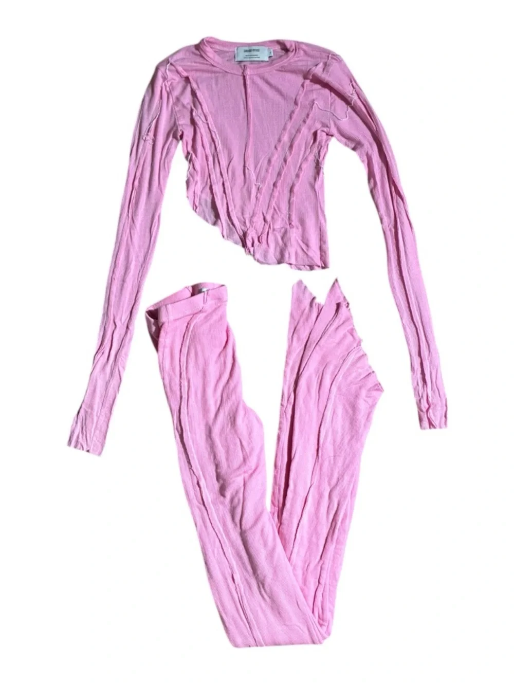 Sami Miro Vintage Pink Asymmetrical Top + Pants Set - Picture 3 of 6